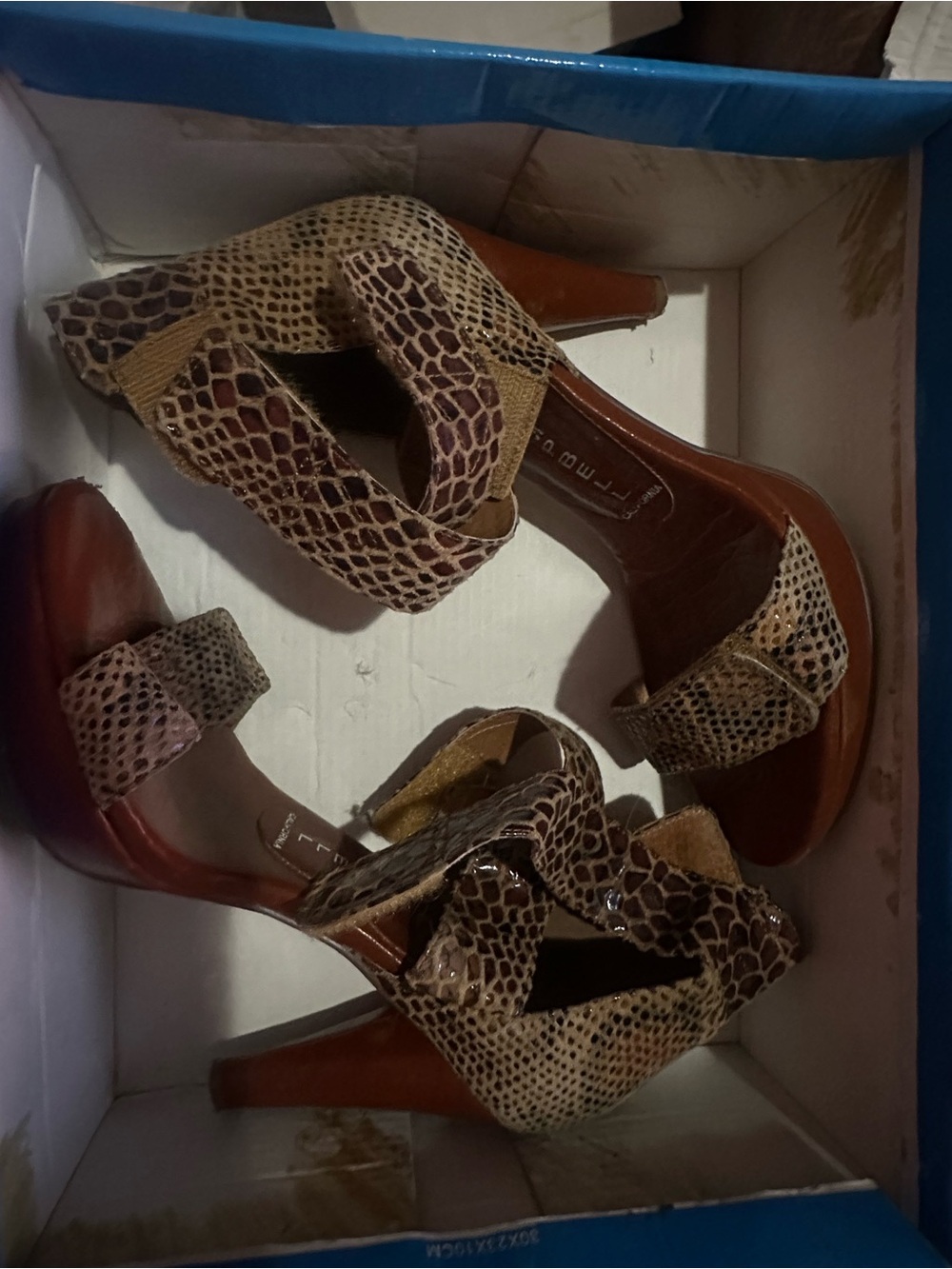 Jeffrey Campbell “Maya” Open-Toe High Heel Sandals in brown python Print - Women